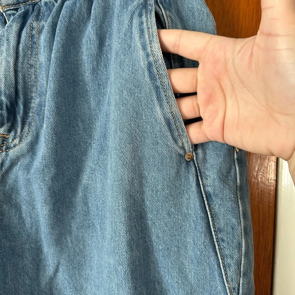 Zara Light Blue Paperbag Waist Jeans - Picture 2 of 6